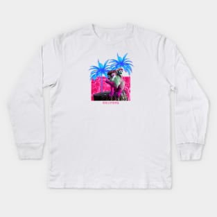 Spider Monkey Vaporwave Aesthetic Kids Long Sleeve T-Shirt